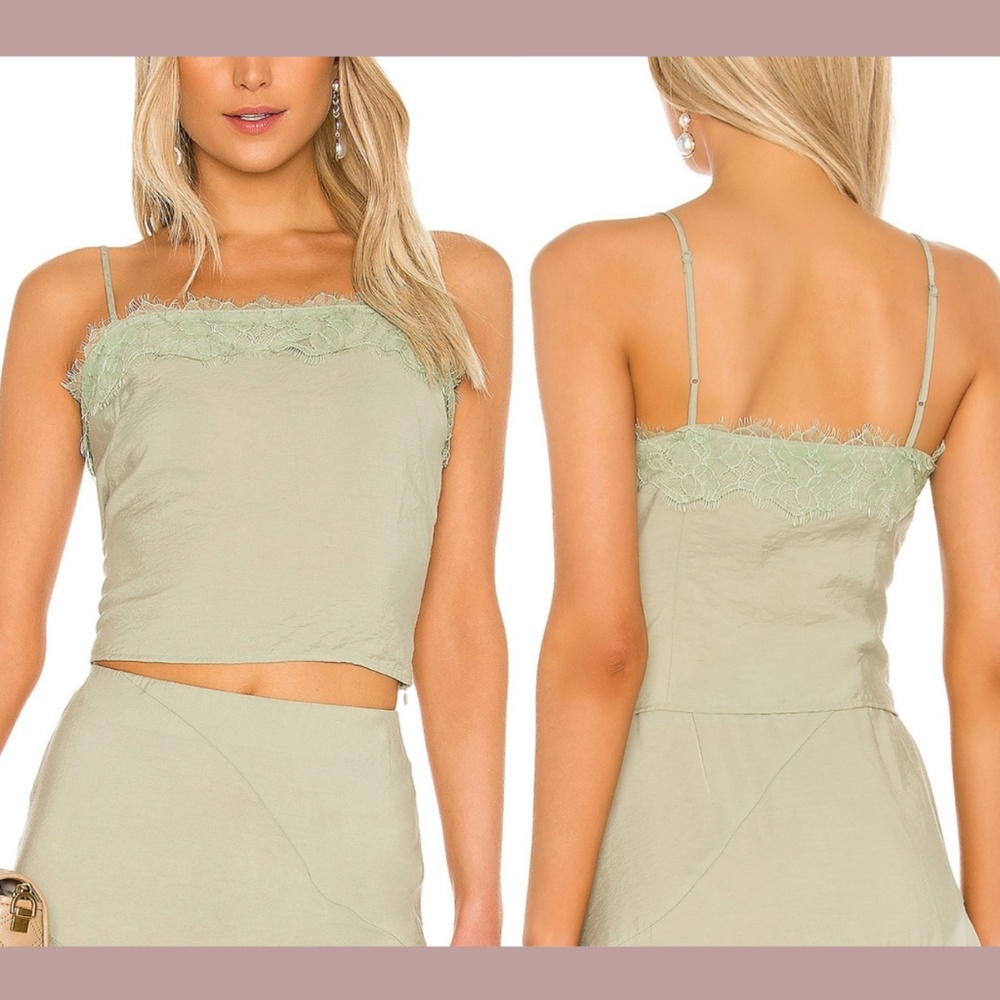 NWT VINCE‎ [ Medium ] Lace Trim Camisole Tank In Jade Green
